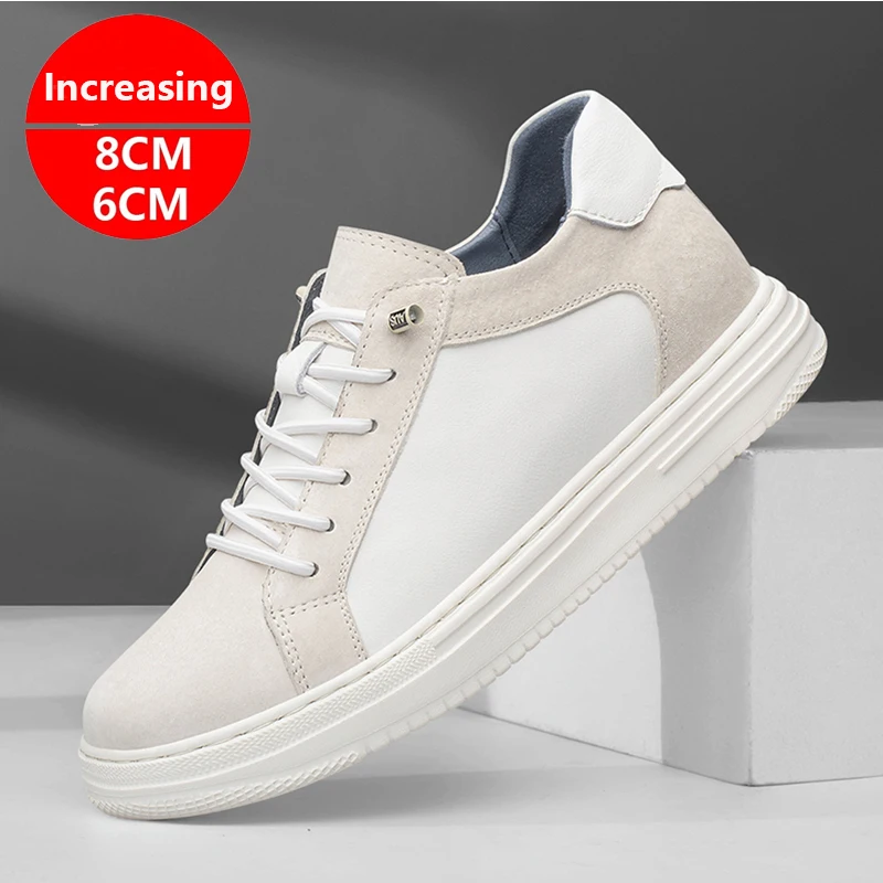 Light 6cm 8cm White Elevator Shoes Men Women Sports Casual Sneakers Height Increasing Shoes Invisible Man Taller Lifting Flats