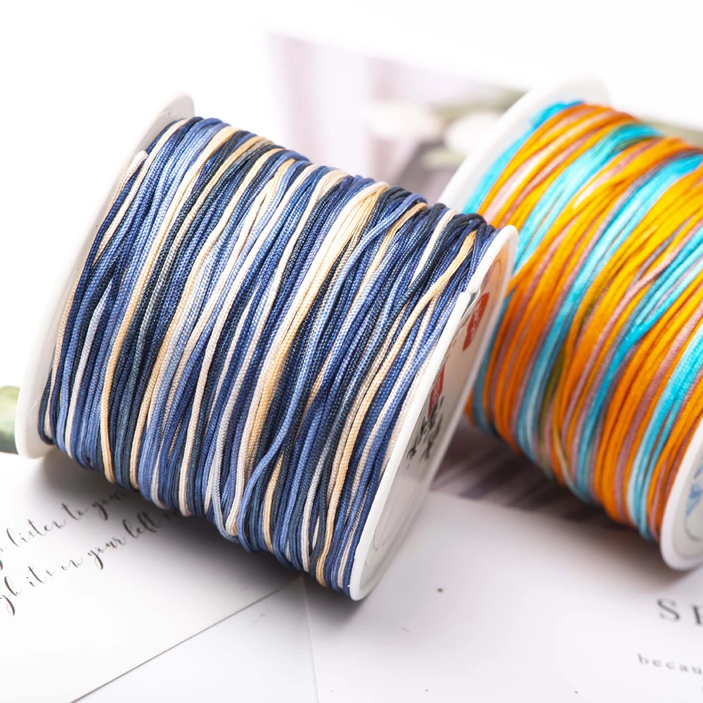 الملونة التدرج النايلون الحبل الموضوع الصينية عقدة مكرامية الحبال سوار مضفر سلسلة DIY شرابات الديكور Shamballa سلسلة حبل