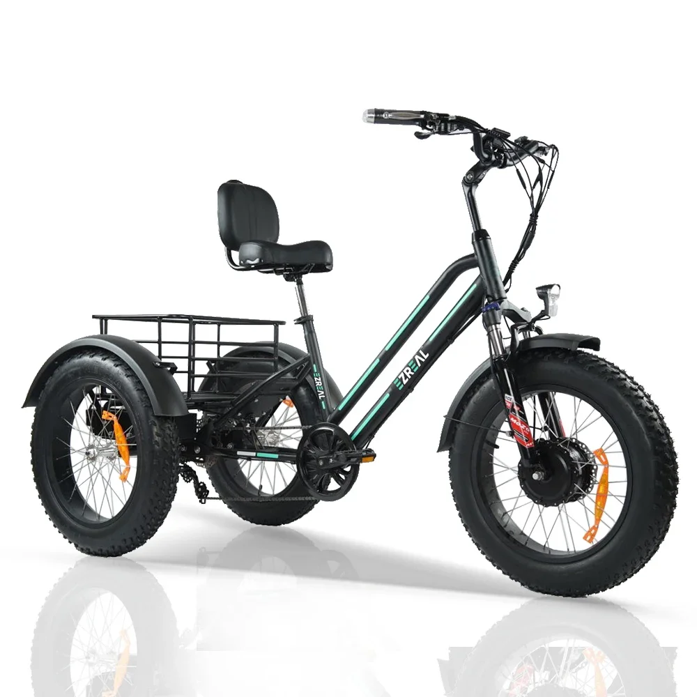 

500w Electric Fat Tire Trike 20" Inch Cargo Delivery Triciclo Electrico 3 Wheel Electric Bike for Disabled