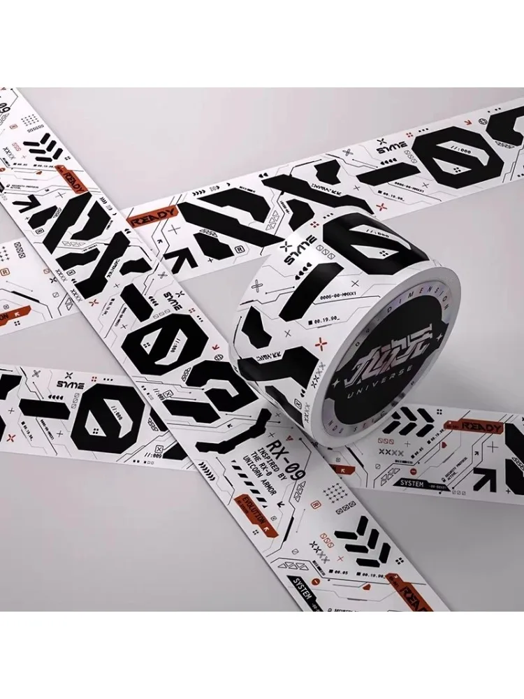 AliExpress NONE 5M Cyberpunk Sci-Fi Warning Tape DIY Mechanical Decorative Tape Stickers for Bicycle/Skateboards/suitcases/fish Tanks Stickers