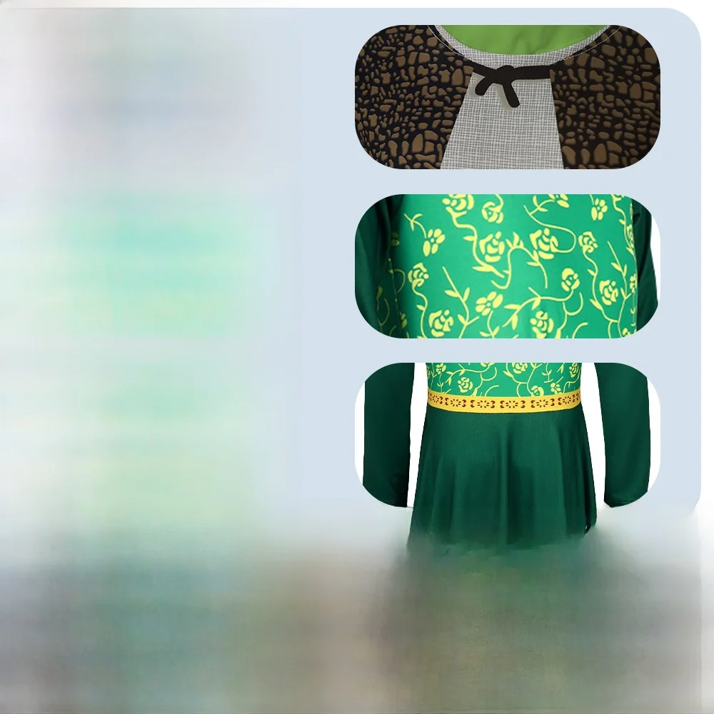 Fsia de Princesa Fiona Conjunto Monstro Sek loween Cosplay Roupa Fena Fibra de Poliéster 00% Festival Tradicion...