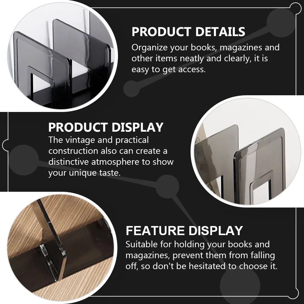 

Vintage Desktop Book Rack Organizer Storage Shelves Nonskid Bookends Stands Practical Home Office Use Book Rack