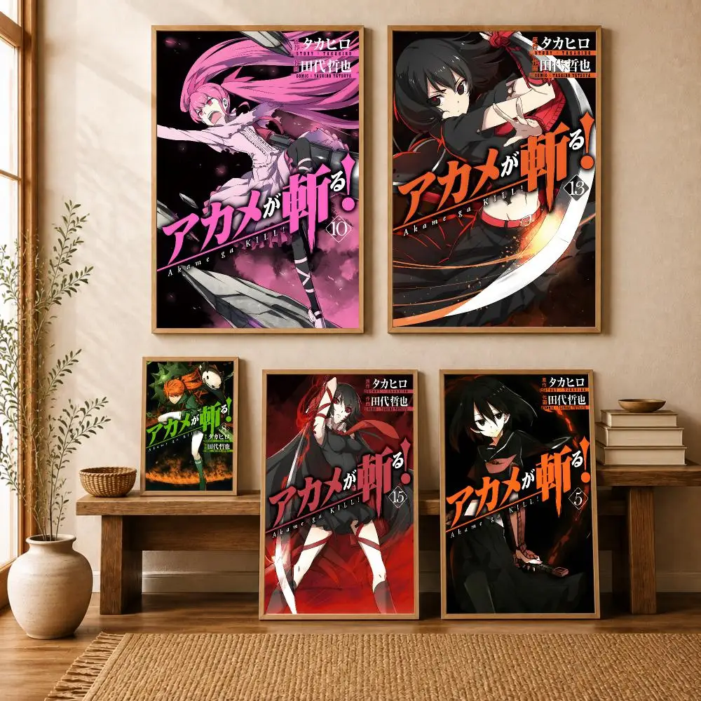 anime A-Akame ga Kill Poster Modern Art Wall Stickers HD Painting Self Adhesive Wall Decals for Bedroom Living Room Home Decor