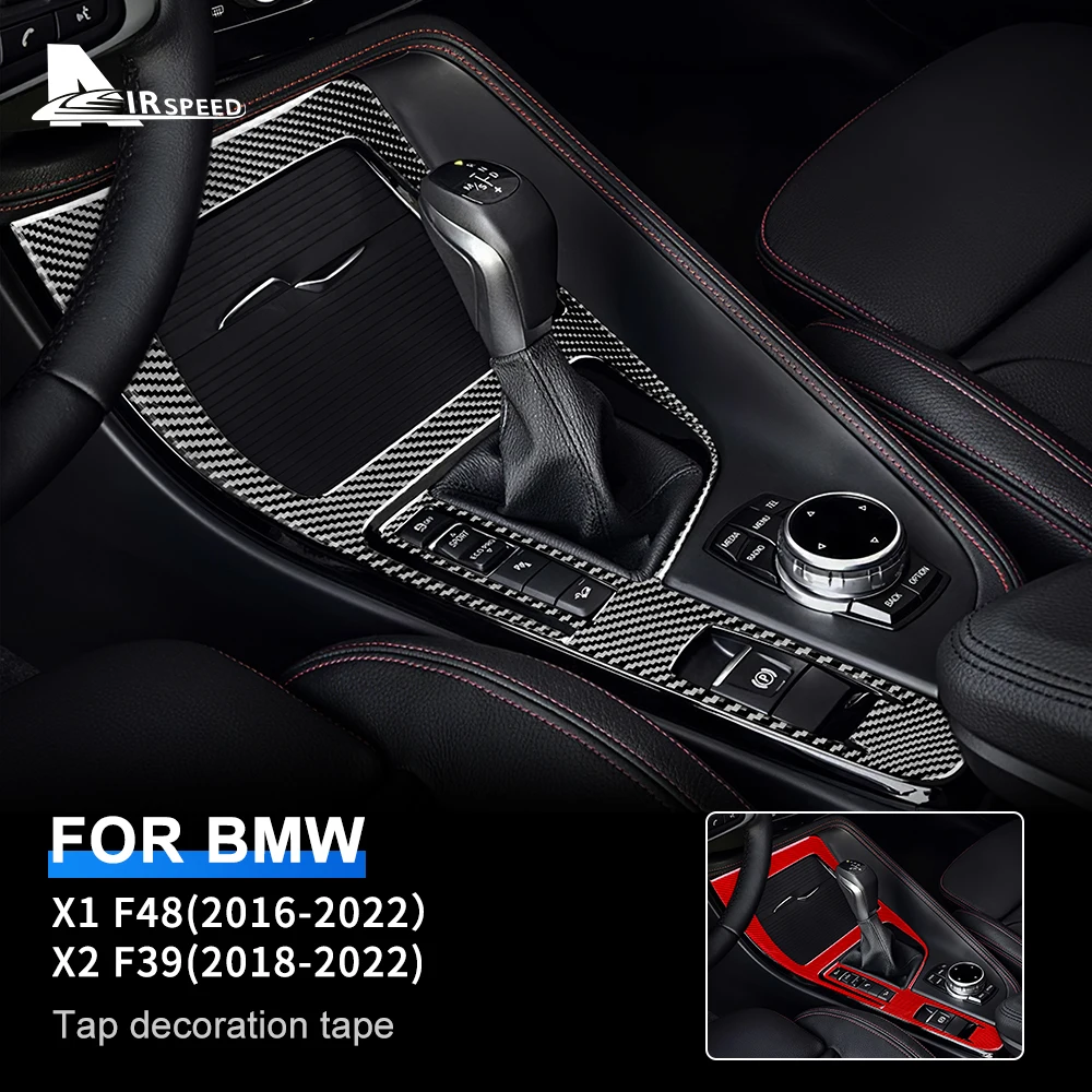 Carbon Fiber For BMW X1 F48 X2 F39 2018-2022 Accessories Interior Trim Car Console Gear Shift Panel Out Frame Cover Sticker