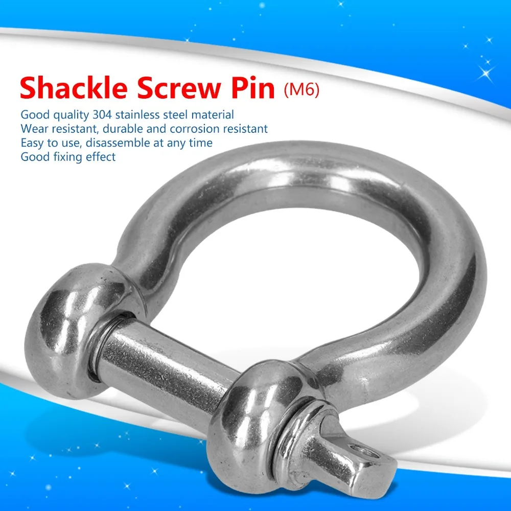 6pcs Sturdy Bow Shape Design Screw Pin Shackle Durable Heavy Duty Bow Shackle Chain Connector Lifting Application
