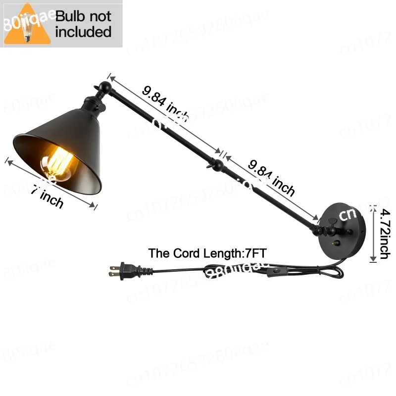 Integrated Airdrop Brass Black 2 Pack with Switch Swing Arm Wall Light Plug