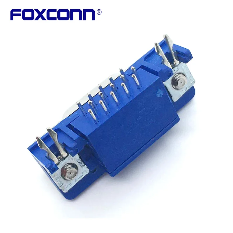 15PIN Blue female socket DB15 DR15 3Rows Parallel Port Socket D Sub Female PCB 90 Degree Connector 3.08mm VGA Adapter Connector1