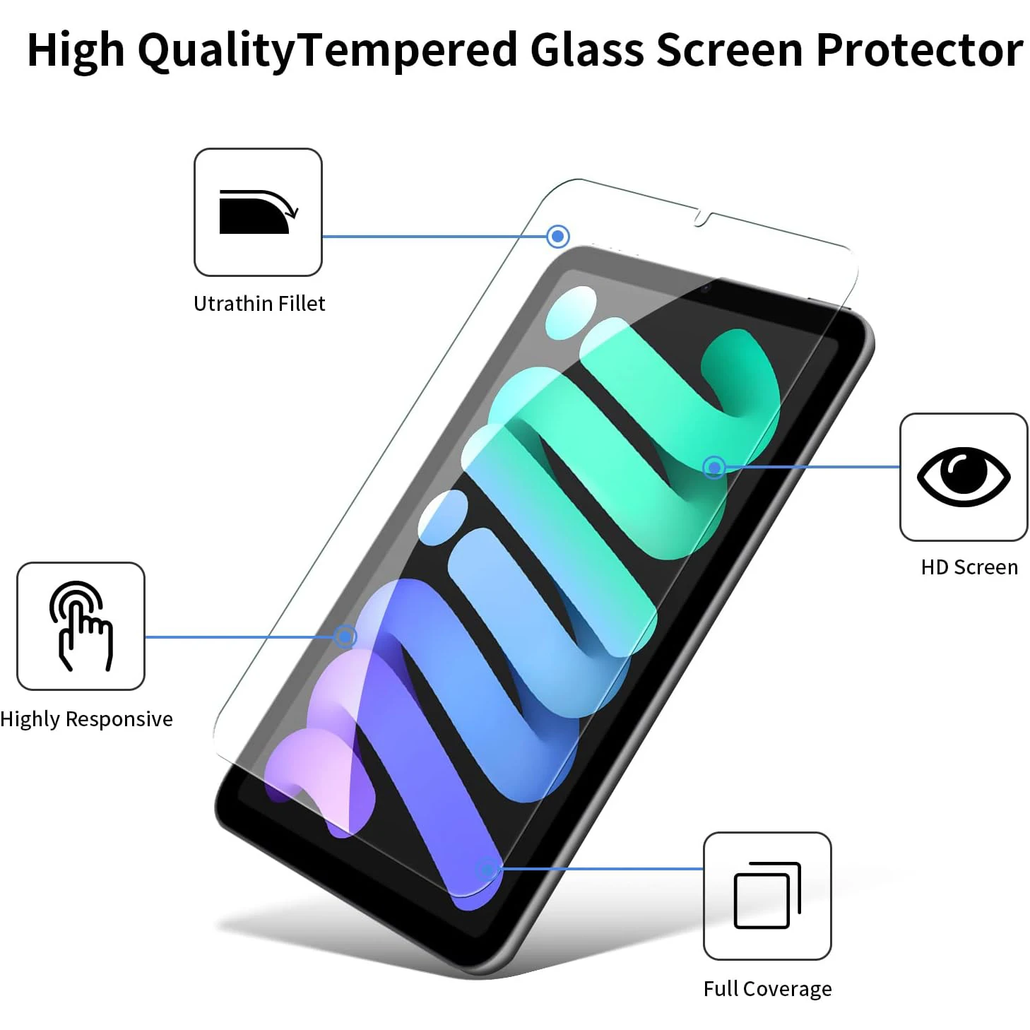2pcs 9H Tempered Glass For iPad Mini 6 7 (A17 Pro) 8.3'' 2021 2024 A2995 Clear Screen Protector Anti Scratch Protective Film