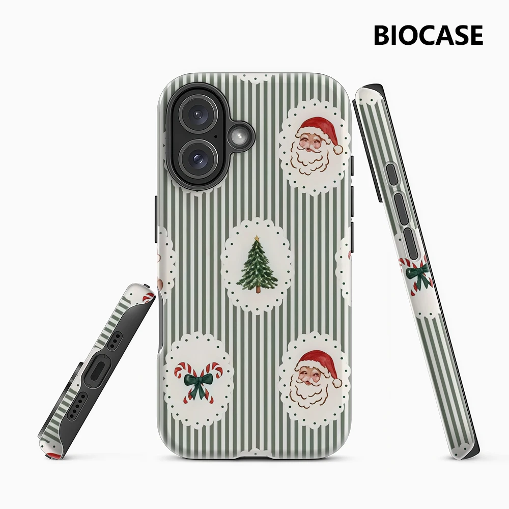 Weihnachten mit Streifen IPhone 17 Must-Haves Handyhülle für IPhone 17 16 15 14 13 12 Pro Max Plus Doppelschichtige Rückseite