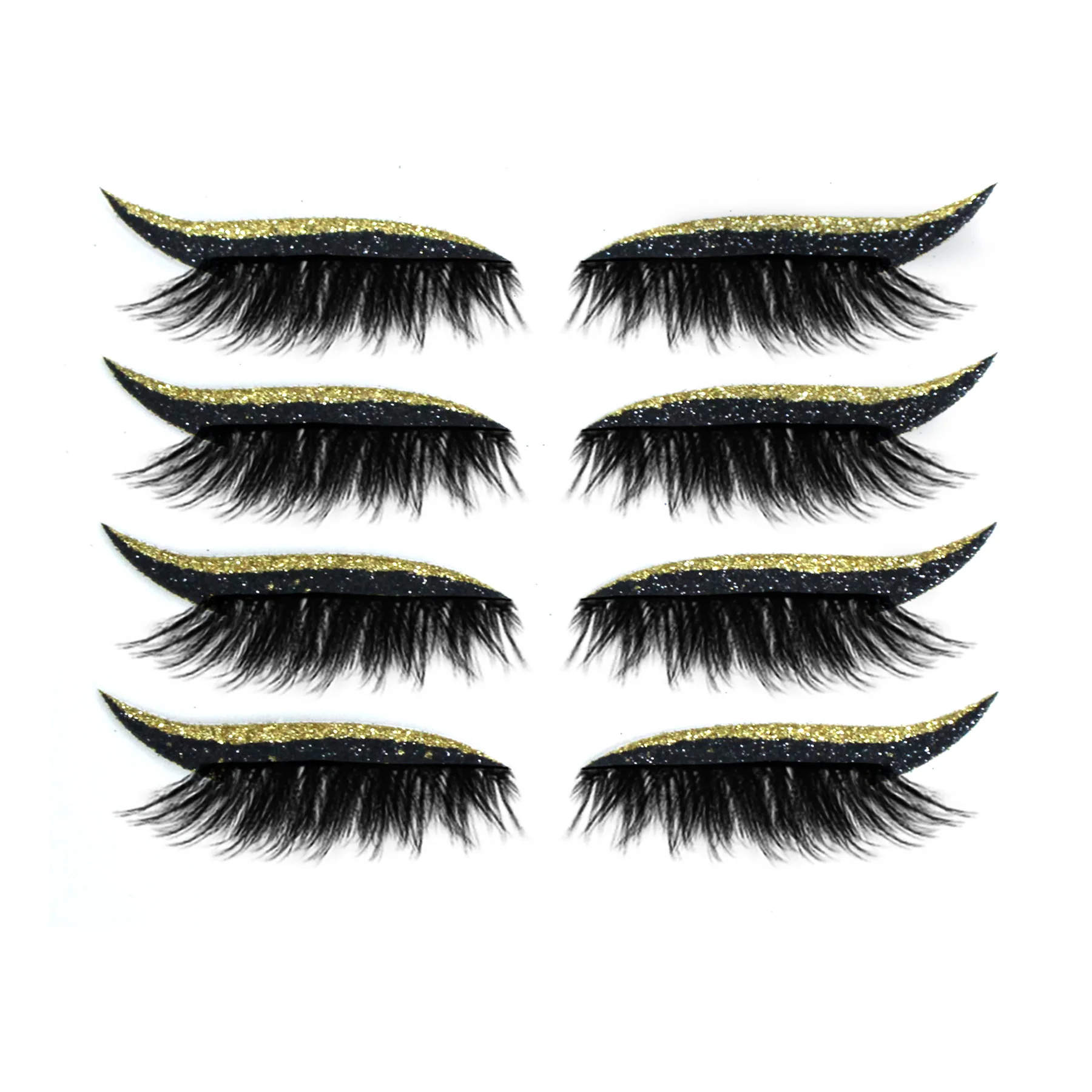 4 Pairs False Eyelashes Eyeliner Sticker Self-Adhesive Cat Eyes Strips Reusable Waterproof Shiny Eyeliner Stickers Makeup Tools