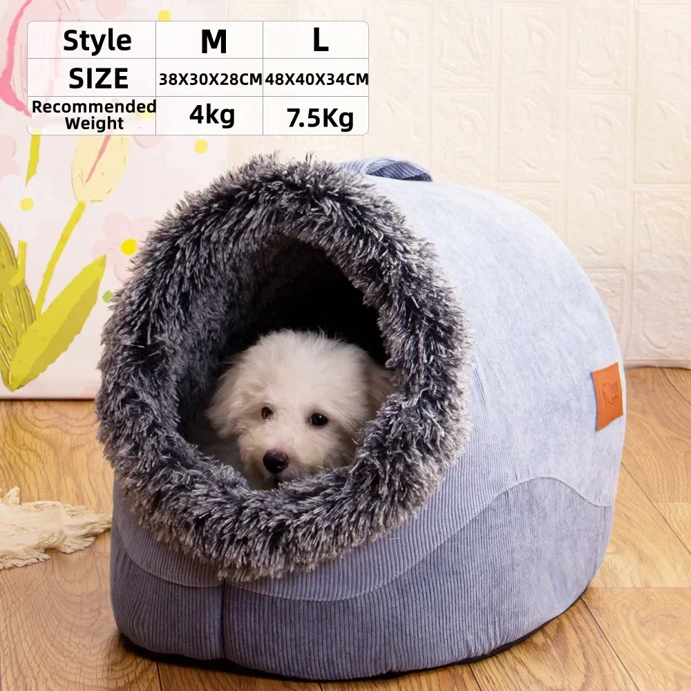 Portable Dog Beds Long Plush Cat Nest Winter House forSmall Dogs Kitten Bed Antiskid Dog Sleep Dog Nest Cat Accessories Bed