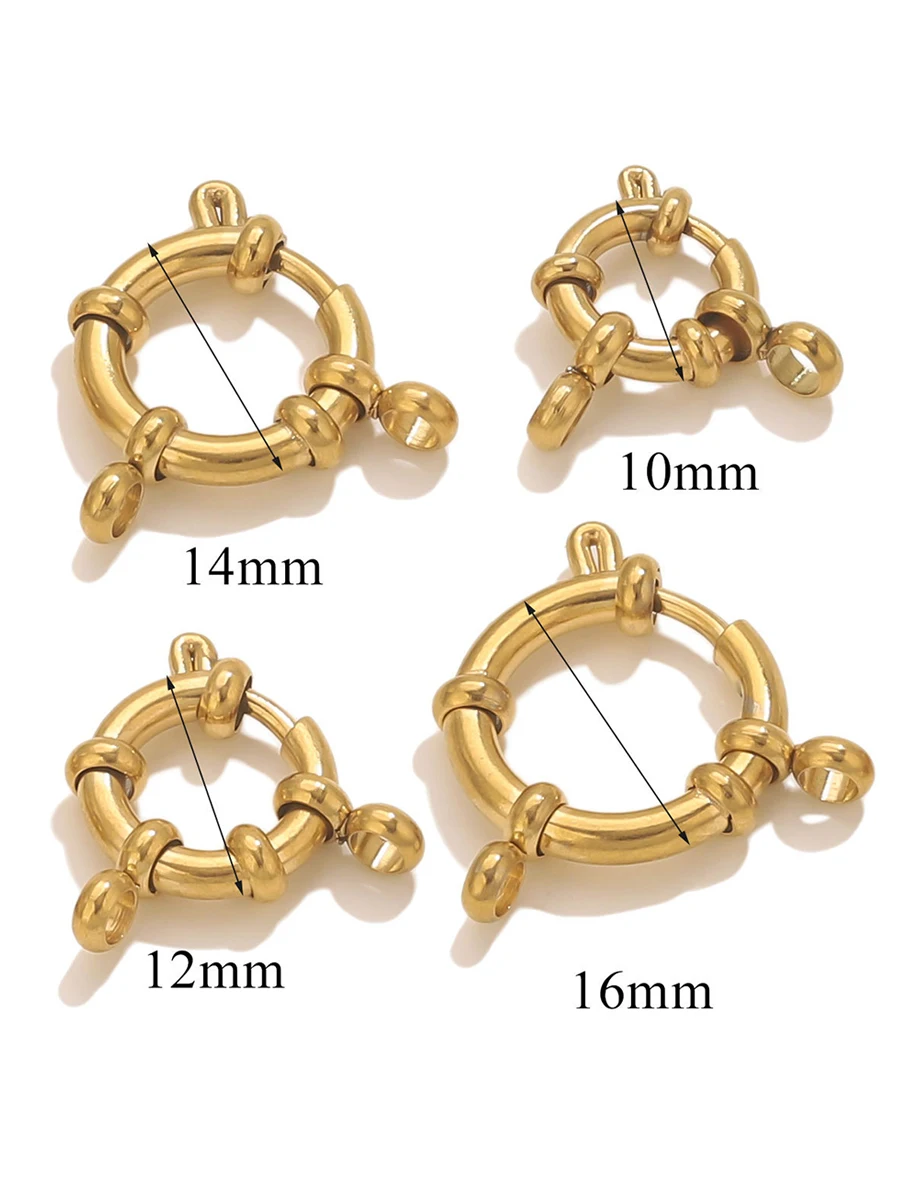 5 Stück Edelstahl-Rundringverschlüsse mit Federmechanismus, Verbindungsstücke für Halsketten, zum Basteln von Armbändern und Schmuck, Zubehör. – Detail 1