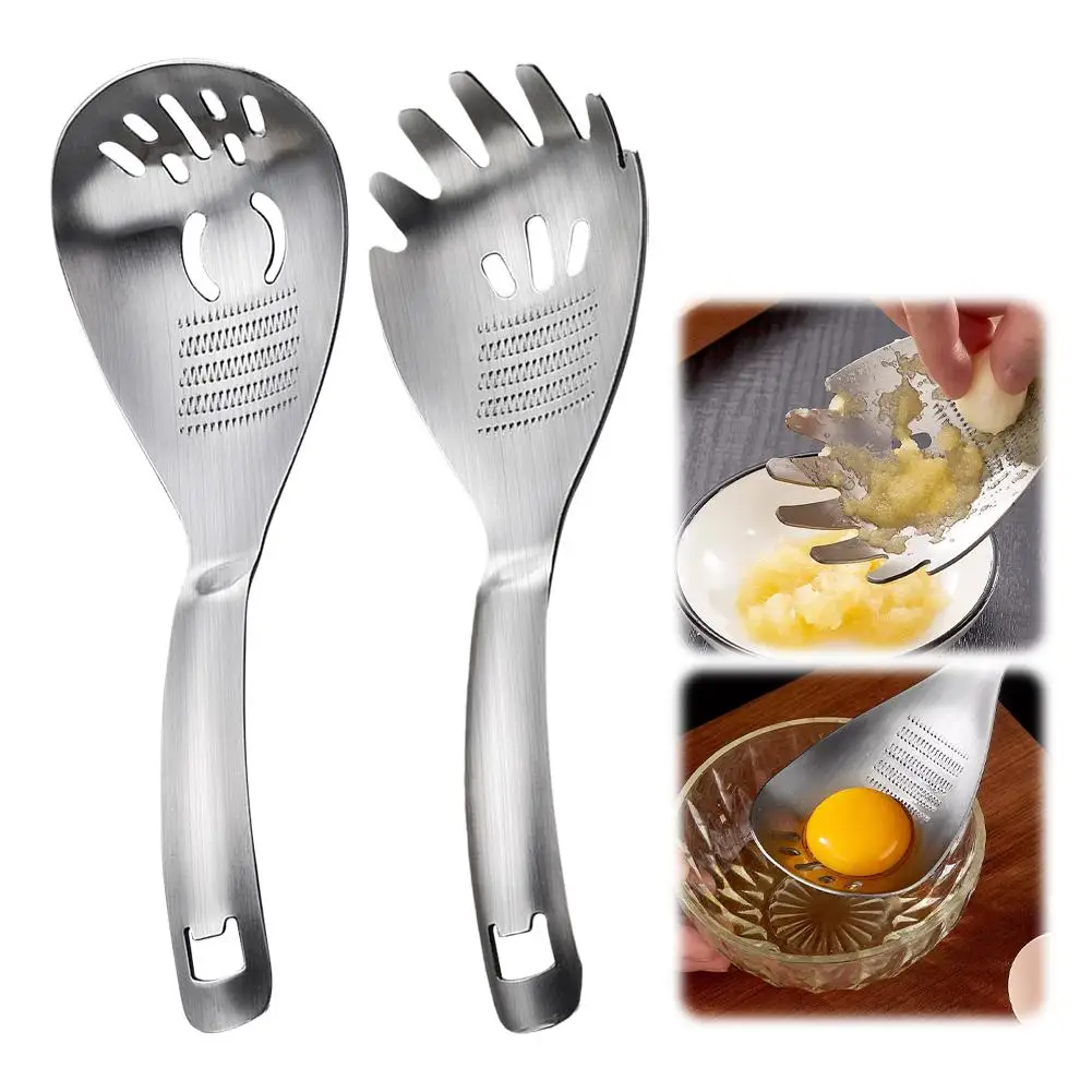 Ralador de Gengibre e Alho em Aço Inoxidável, Colher Multifuncional para Moer, Divisor de Ovos e Sopas, Utensílios de Cozinha
