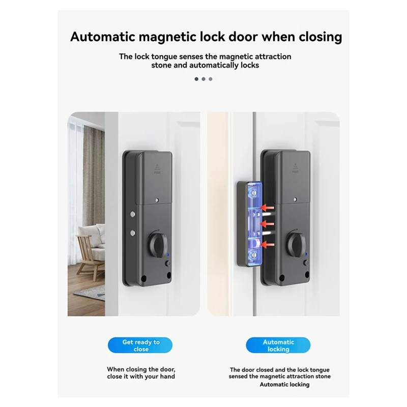 Tuya Smart Invisibles Door Lock Bluetooth 13.56mhz IC Card Access Keyless Entry No-Drill Motorized for Wooden Doors-ABVK