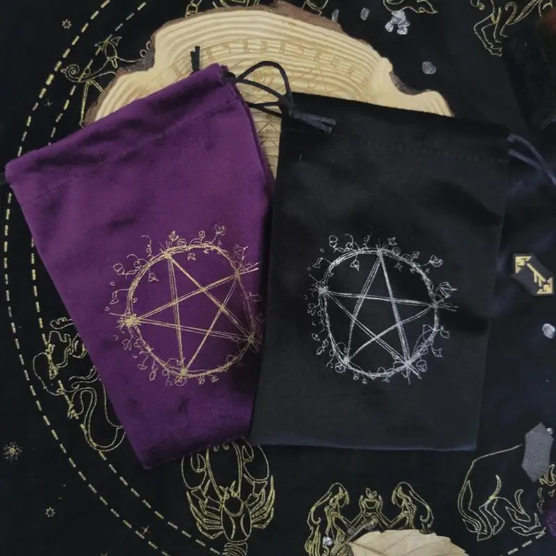 Tarot Card Bag Five-Pointed Star Drawstring Velvet Jewelry Pouch Gift Bags Tarot Rune Bag Dice Bag Travel Gift Bags For Tarot