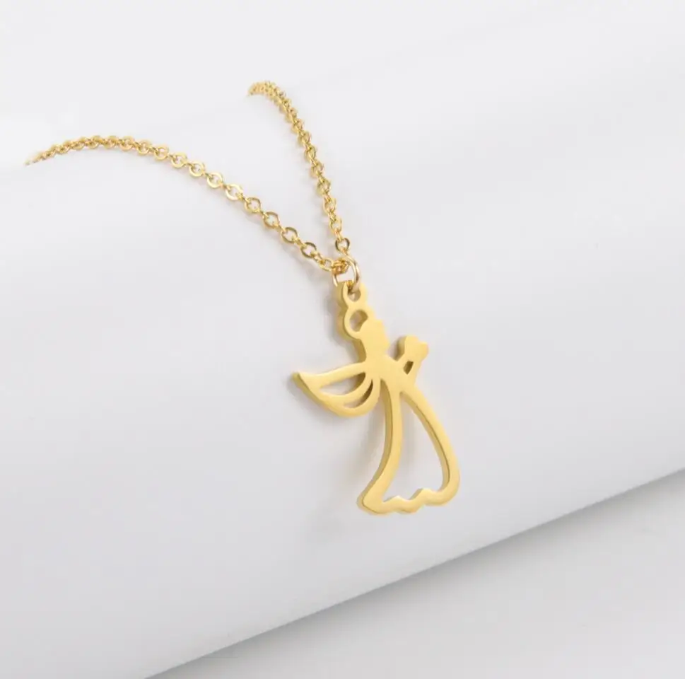 

1PC Stainless Steel Angel Necklaces For Women Men Gold Silver Color Long Chain Male Female Pendant Necklace Jewelry F1307