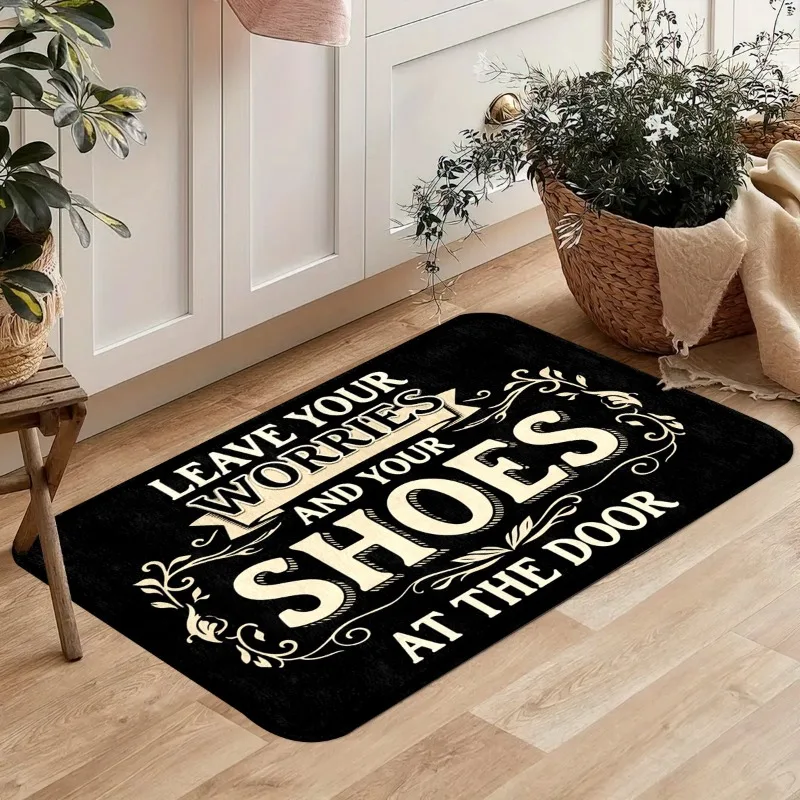 European and American Retro Style  Bathroom Rug, Easy To Take Care of Bedroom Door Floor Mat, Study General Flannel Foot Carpet