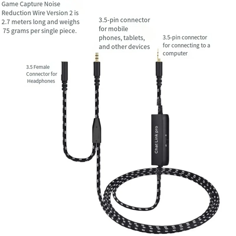 ELECT-Second Generation Live Noise Reduction Cable Audio Cable For HD60 HD60S HD60S+ HD60 4K60