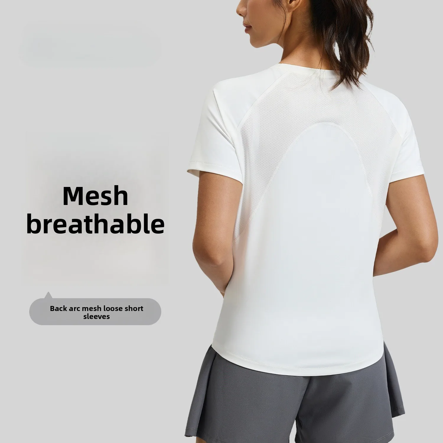 Women Mesh Back Yoga Short Sleeve Top Quick Dry Breathable Moisture Wicking Sports T Shirt Outdoor Running Fitness Athletic Top