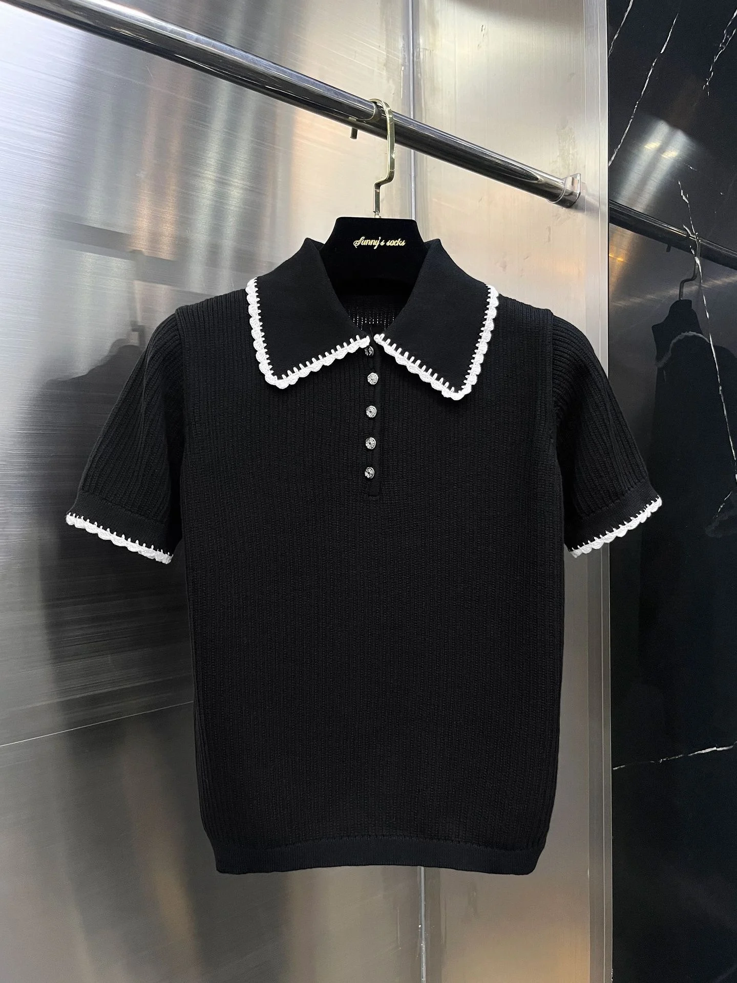 

Early Autumn 2024 New Sle College Faion Cotton Lace Collar Bla ort Sve Knitted Top Women's Premium Quali Ladies'...