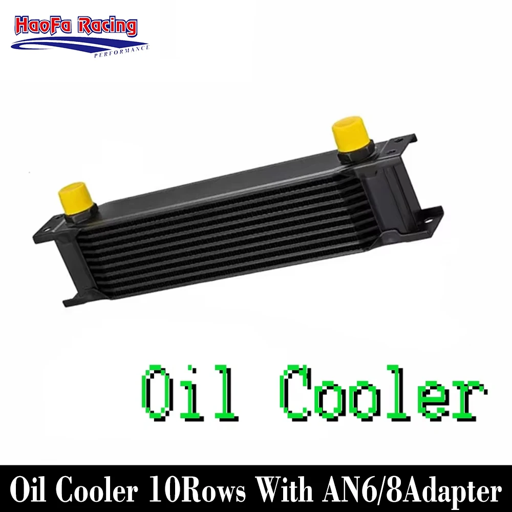 

Universal AN6 AN8 AN10 Oil Cooler 10Rows Aluminum British Style Car Engine Cooling Radiator With Female to AN6 AN8 Male Adapter