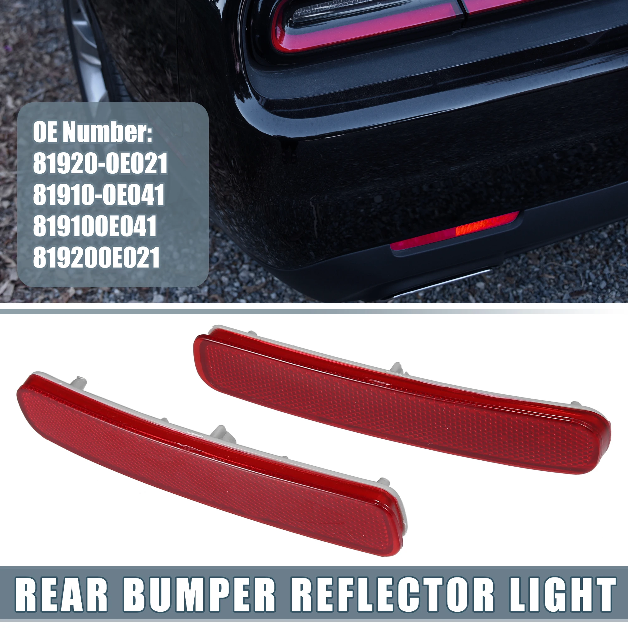 Uxcell Rear Bumper Reflector Light 81920-0E021 81910-0E041 for Toyota Highlander 2011-2013 Left Right Side Red 1 Pair