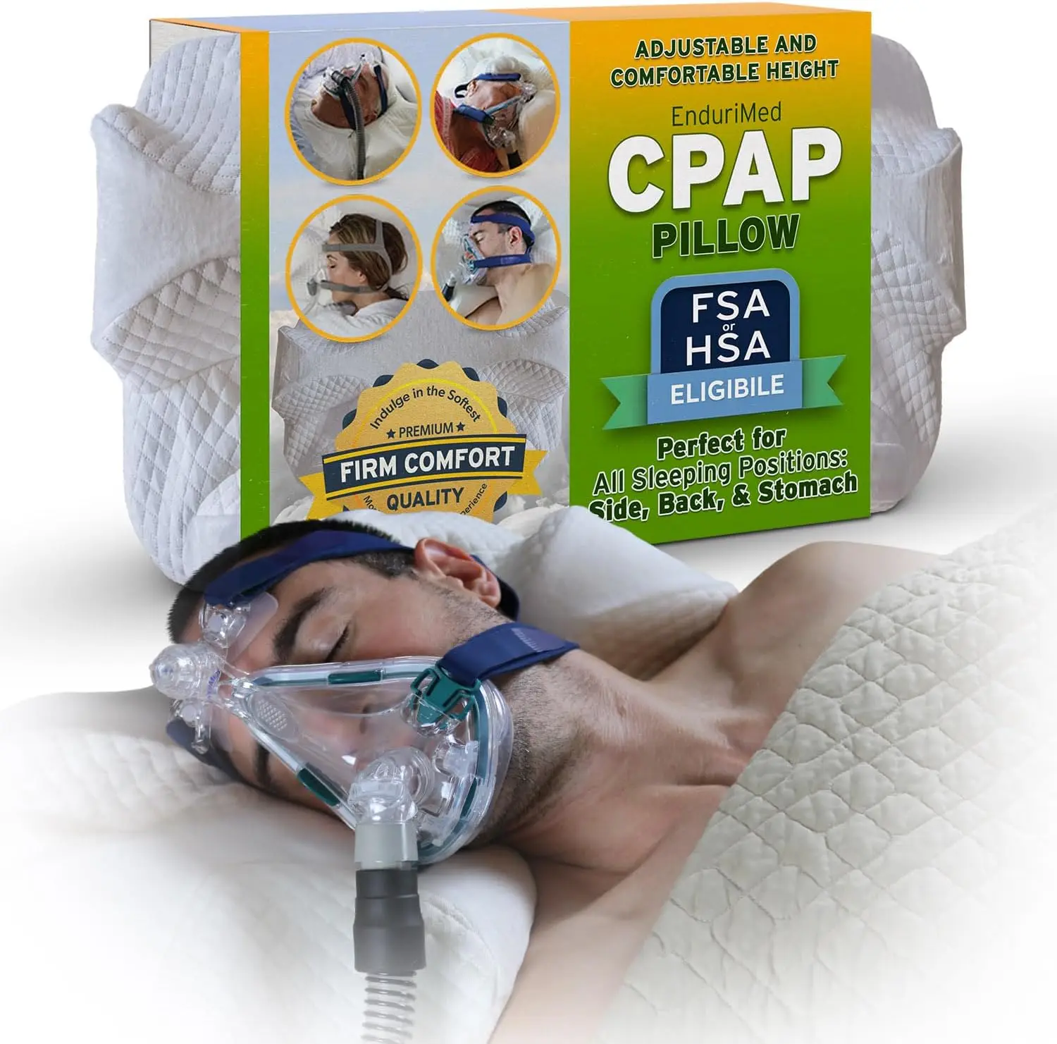 

Adjustable Memory Foam CPAP Pillow for Side and Back Sleepers - HSA FSA Eligible, Reduces Air Leaks