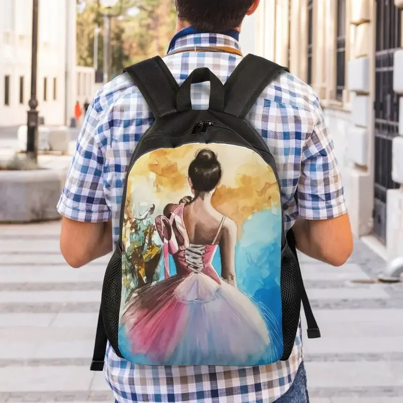 Mochila de Arte de Ballet personalizada para hombres y mujeres, bolsa de libros informal para la Escuela Universitaria, bolsas de bailarina