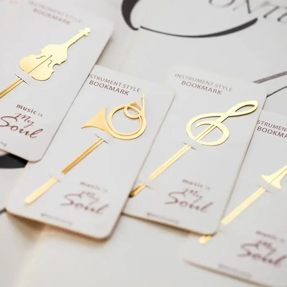 New Musical Instruments Bookmark Gold Musical Note Meta Book Maker Bookmark Paper Clips Office School Supplies Gifts