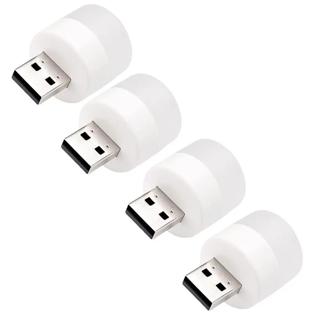 Portable Night Light USB Small Mini Round Shape Power Saving Lamp LED White Creative Bedside Type Bedroom Lamp
