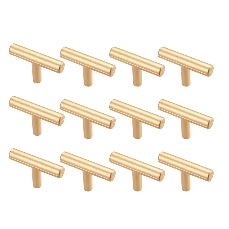 12Pack Kitchen Cupboard Handles Brushed Nickel Cabinet Pulls 46Mm T Bar Handles With Screws For Wardrobes Bathroom Doors