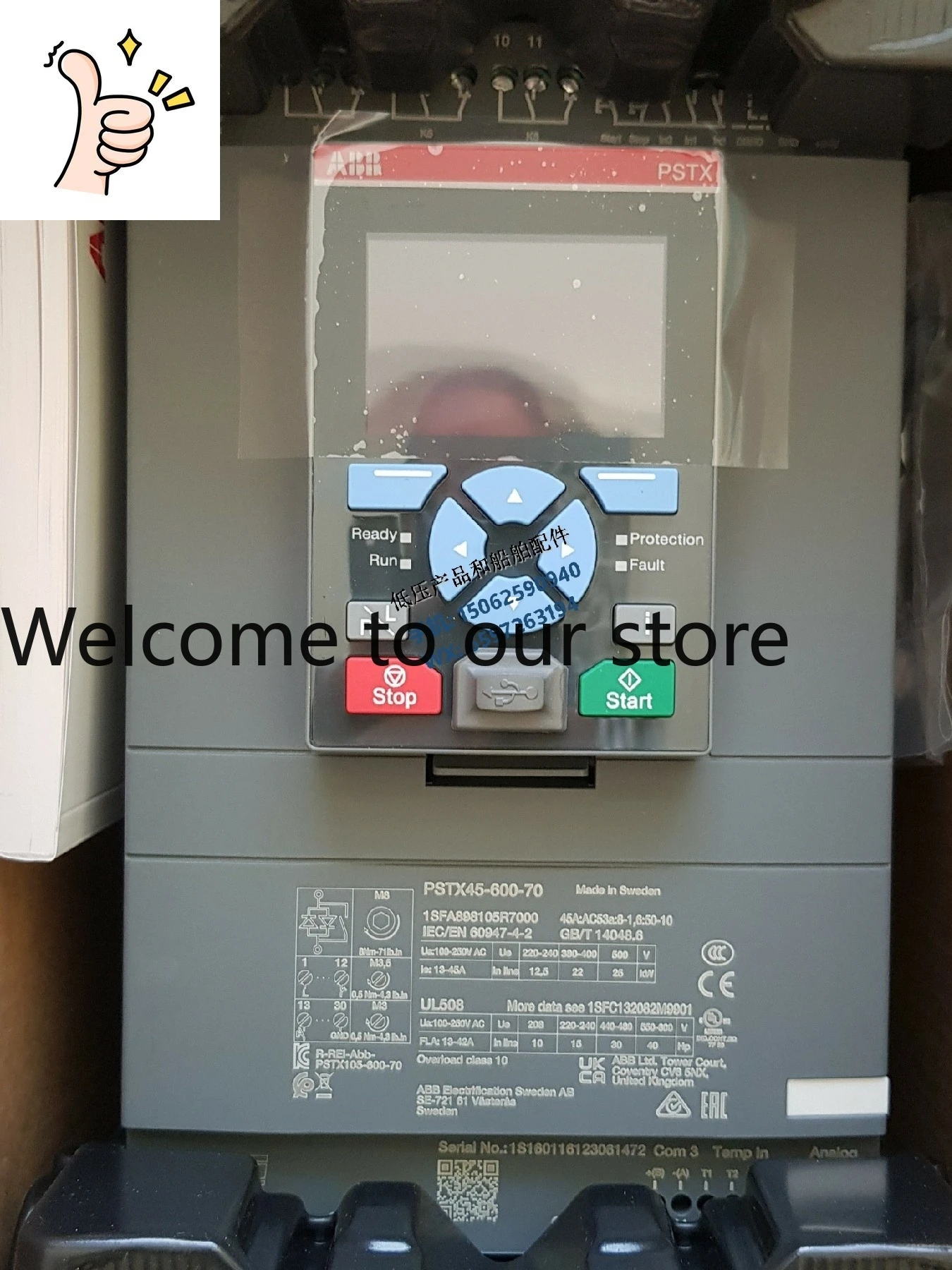 

Новый оригинальный плавный пускатель ABB PSTX45-600-70, мощность 22 кВт, напряжение AC100-250В