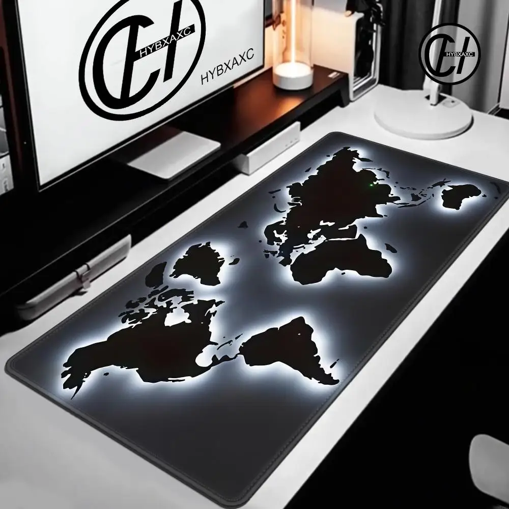 World Map Mouse Pad Large Computer Office Game Table Mat Rubber Anti-slip Stitched Edge Keyboard Mats 90x40 XXL Desk Pads