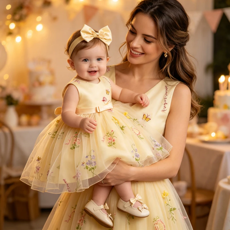 

Toddler Girl Tutu Dress Tulle Flower Summer Dresses Party Princess Sundress For Baby Girl 1st Birthday Dress Photo Shoot Gown