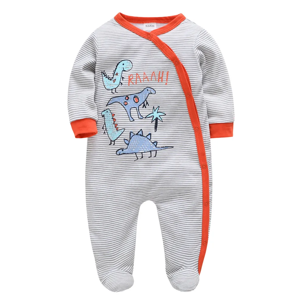 Kavkas Long Sleeve Newborn Cotton Baby Boy Romper 0-12 Months O-Neck Cartoon Print Casual Baby Clothes