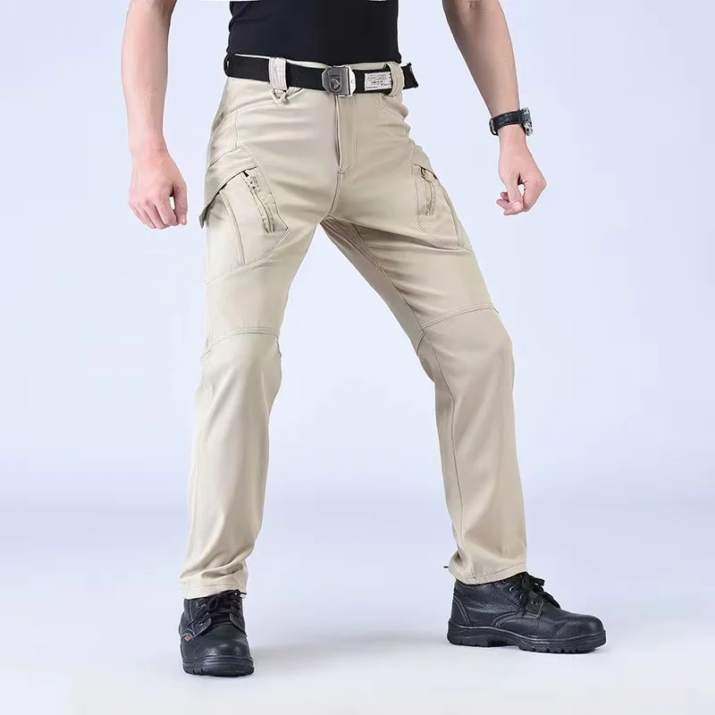 Männer 5XL Herbst Frühling Softshell Elastische Camping Wandern Trekking Angeln Jagd Hosen Outdoor Radfahren Training Cargo Hosen – Detail 9