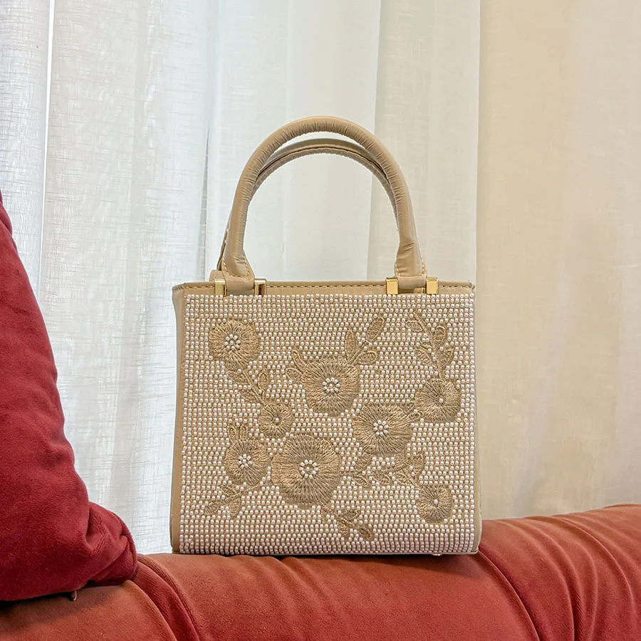flower portable square bag fine pearl elegant flower clean and gentle wedding dress gentle and exquisite dinner bag