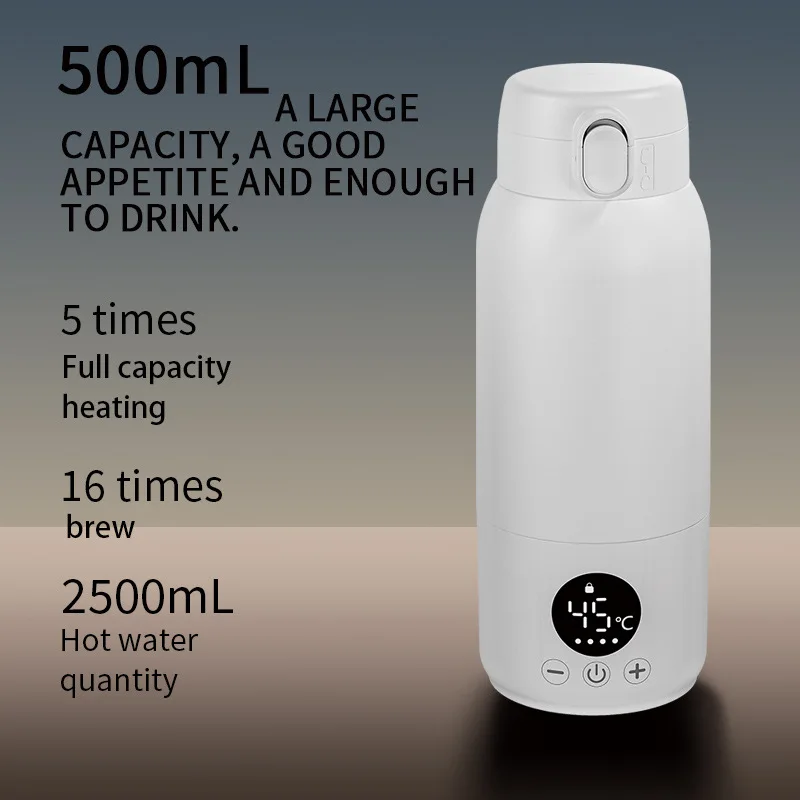 Hot water cup milk conditioner household mini portable travel kettle baby thermos cup heating integrated adjustable temperature