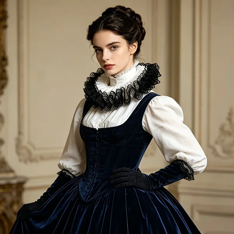 Vintage Ruffled Collar Fake Collar Detachable Lace Collar Opera Halloween Carnival Performance