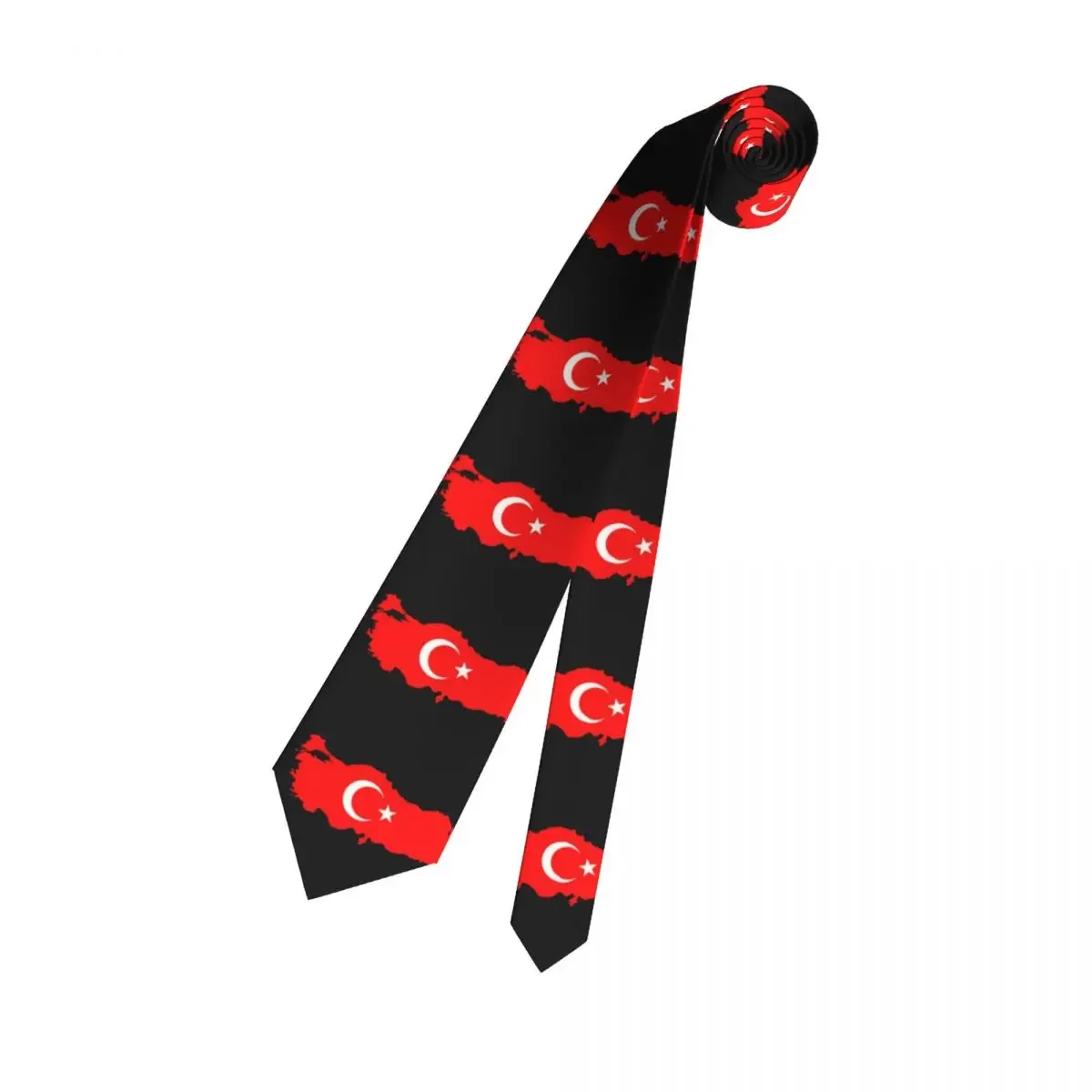 Gravata da bandeira da Turquia personalizada masculina, gravatas turcas de seda formal, lua e gravatas para escritório