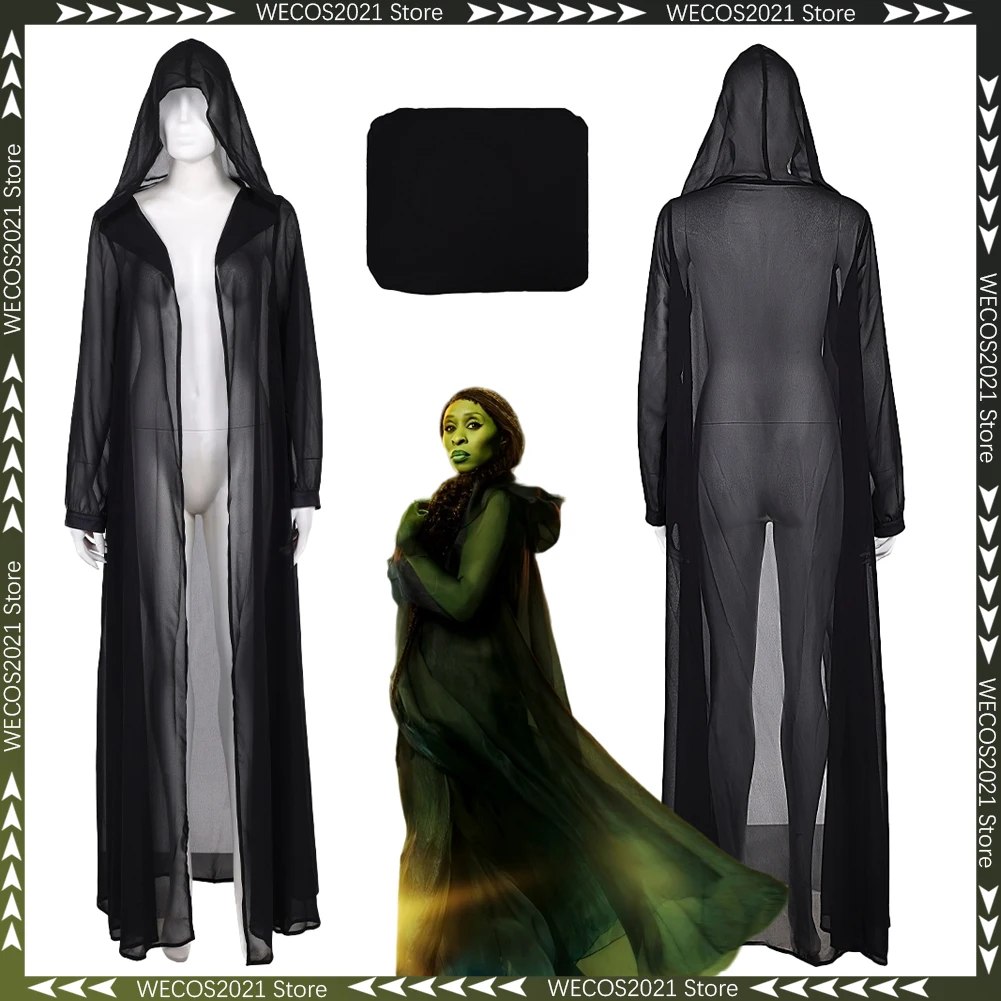 

Маскировка Wicked 2 Эльфаба Ведьма Накидка Косплей Плащ 2025 Костюм Фильма Хэллоуин Взрослые Женщины Ролевые Игры Необычные Нарядные Вечерние Ткани