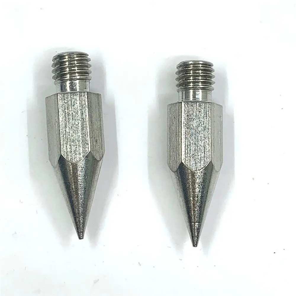 Stainless Steel Min Prismatic Pole GPS Pole Tip M10/M8 Point Tip With 1/4 Inch Internal Thread  On The Bottom Of The Rod
