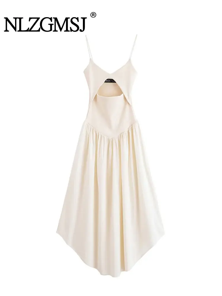 2025 여름 섹시 시크 여성 캐미 드레스 솔리드 슬리브리스 슬링 미디 드레스 신상 패션 드레스