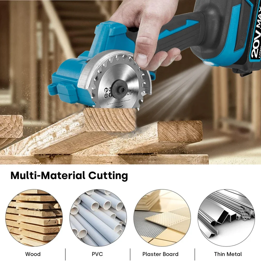 Brushless 76mm Mini Angle Grinder 3 Inch Cordless Mini Cutting MachineWith Blades Wood Power Tools for Makita 18v Battery