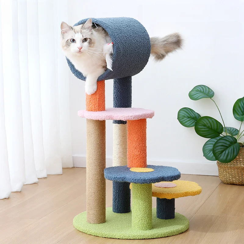 

New Style Flower with Drilled Holes Four Layer Cat Climbing Frame Creative Cat Playground Cat Jumping Platform Cat Toy