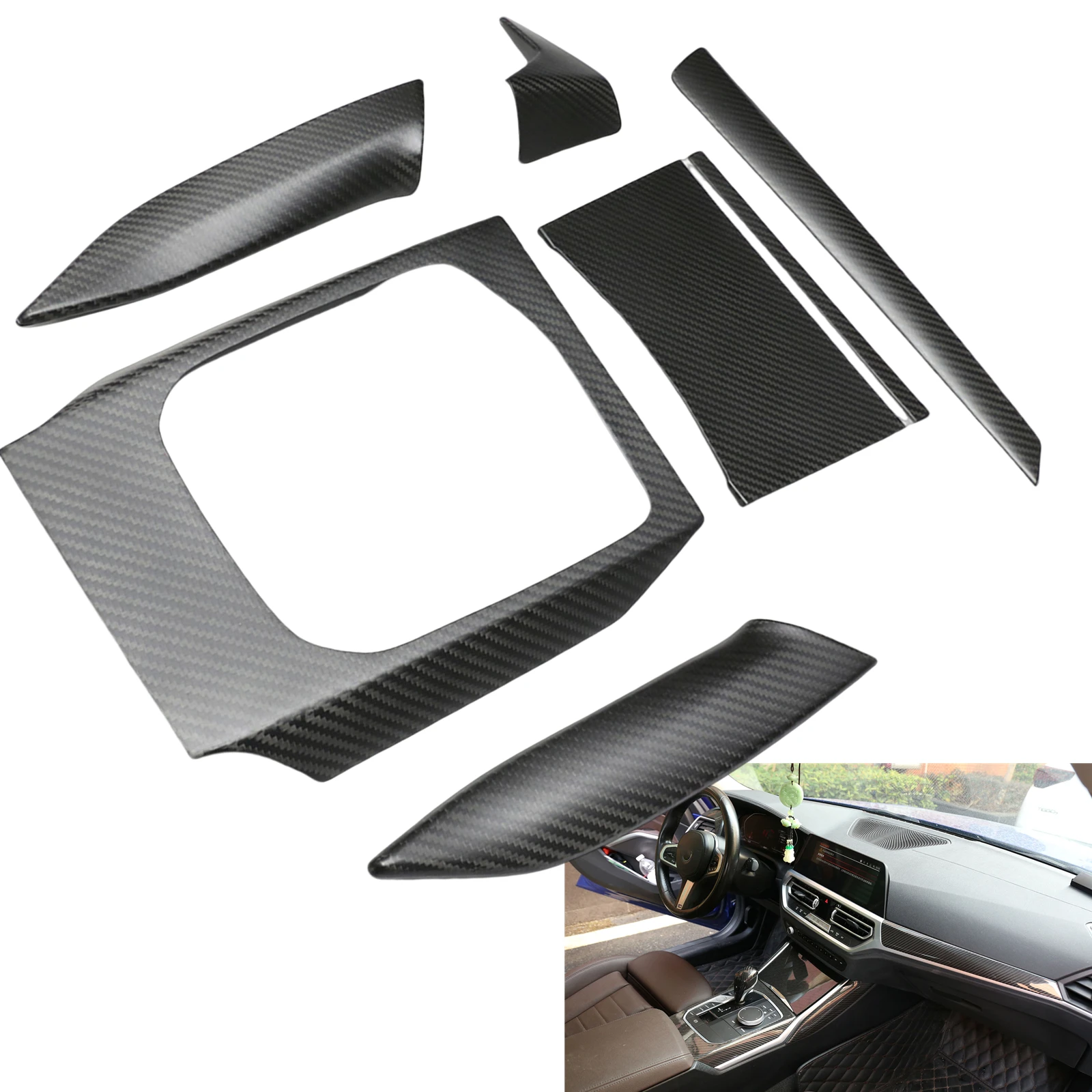 

Carbon Fiber Car Inner Console Gear Shift Panel Cover Trim For BMW 3 Series G20 G21 2020 2021 2022 2023