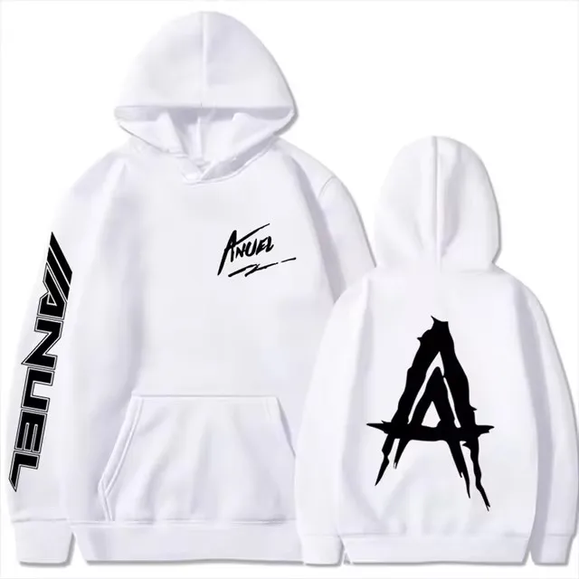 

Autumn Fleece Men's Hoodies Anuel AA Real Hasta La Muerte Print Sweatshirts Streetwear Rapper Loose Pullover Casual Hooded Tops