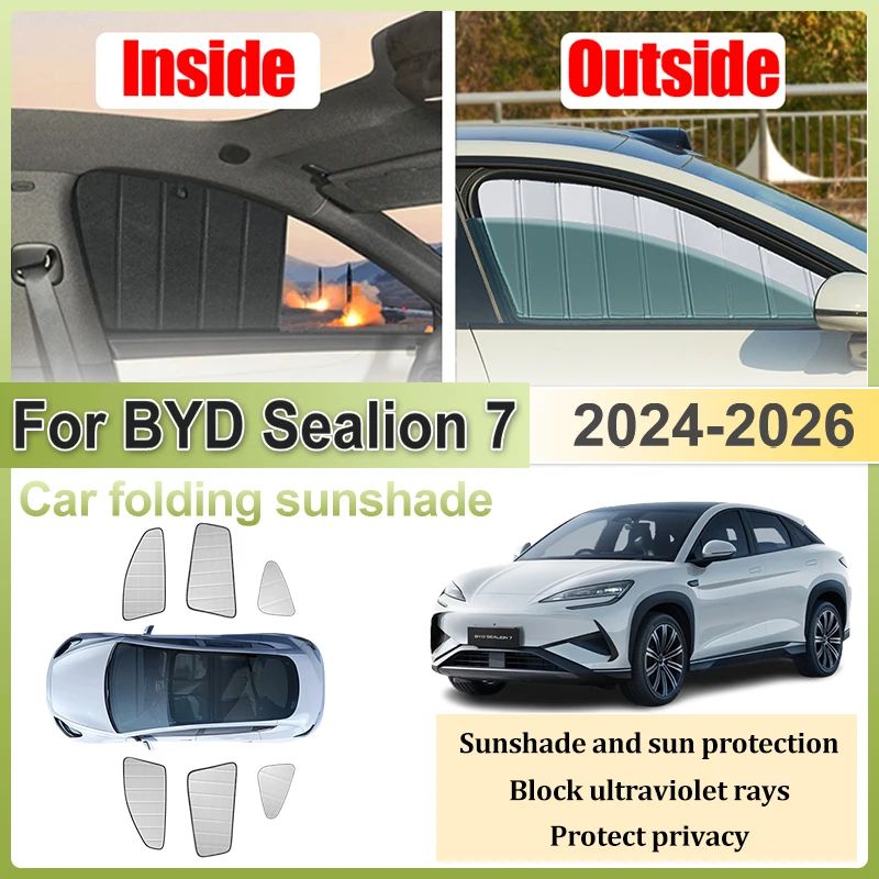 

Солнцезащитные шторки для BYD Sealion 7 (2024, 2025, 2026) — аксессуары для электромобилей, защита от солнца и УФ-излучения, обеспечивающие конфиденциальность