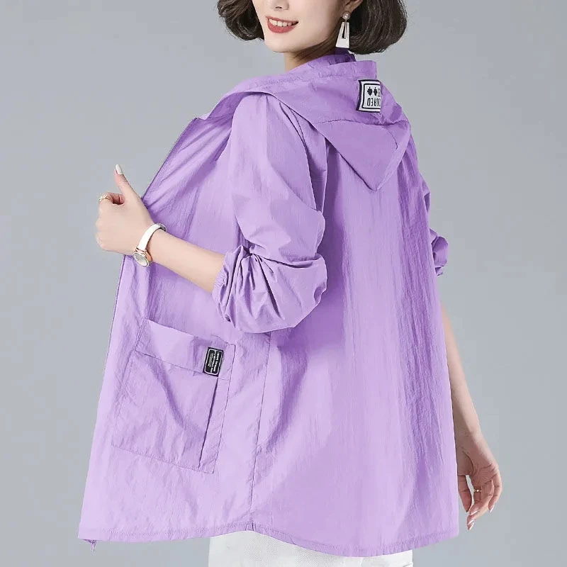 2025 New Women Mid Length Version Ultraviolet-proof Sunscreen Clothing Female Korean Large Size Loose Fitting Sunscreen Clothing