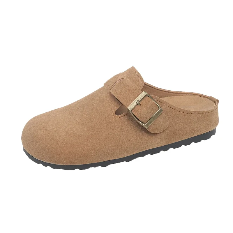 Zuecos De corcho para Mujer, Zapatos Retro De piel De vacuno con punta cerrada, zapatillas con plataforma, zuecos para jardín, novedad De 2025, Zapatos De Mujer